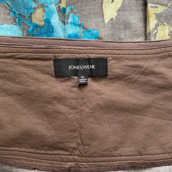 NWOT Jones Wear Fit Flare Floral A-line Skirt Size 14 100% Cotton - Picture 5 of 6